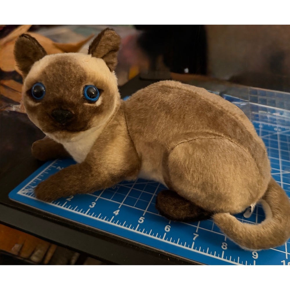 Siamese Cat Plush Kids 9in Tan Brown New Blue Eyed Kitten Toy